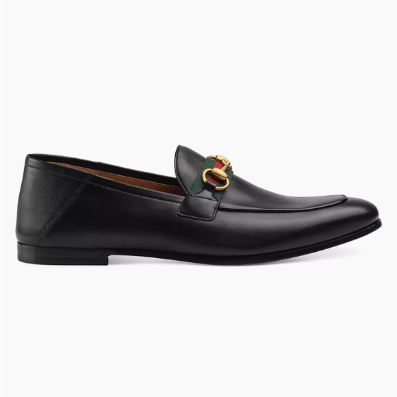 Gucci Web Brixton Leather Loafers Black Men’s Size GG 10/US 11 - Picture 1 of 9